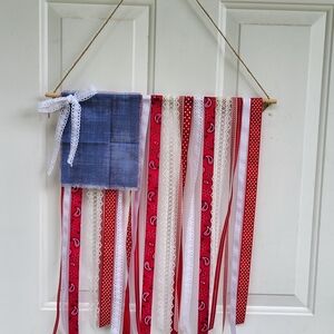 Red and Blue Ribbon Wall Hanging
